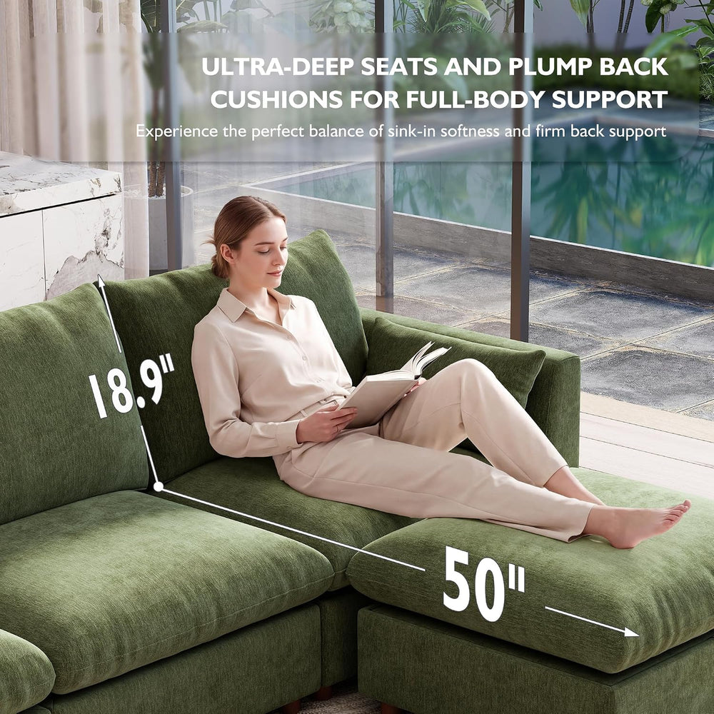 Ihanherry 117" Oversized Modular Sectional Sofa, Modern U Shaped Cloud C...