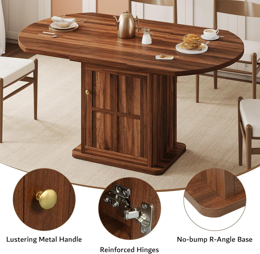 iPormis Round Dining Table for 4-6, 59'' Extendable Dining Room Kitch...