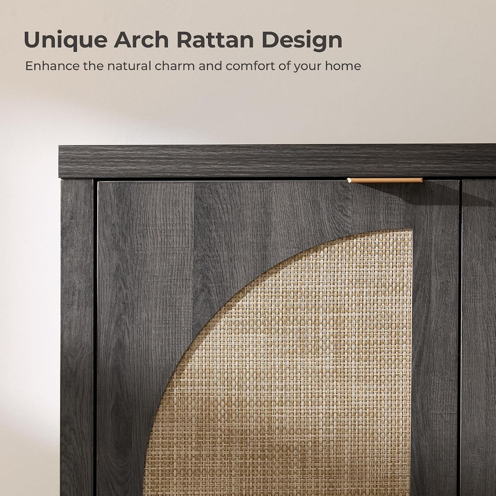 SICOTAS 102"W Rattan Sideboard Buffet Cabinet Set of 3, Modern Credenza ...