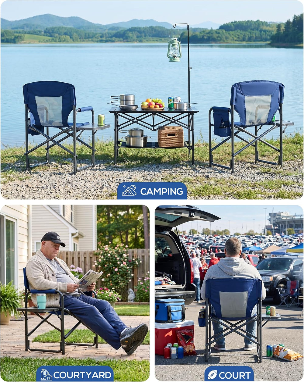 Heavy Duty Oversized Camping Folding Chair, Support 400lbs