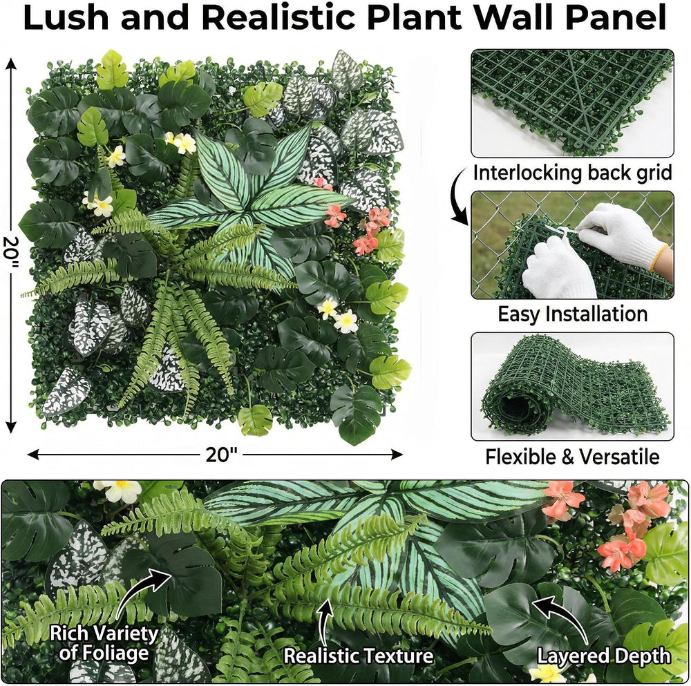 4 Pack 20"x20"Grass Wall Panels-Artificial Boxwood Panels for Green...