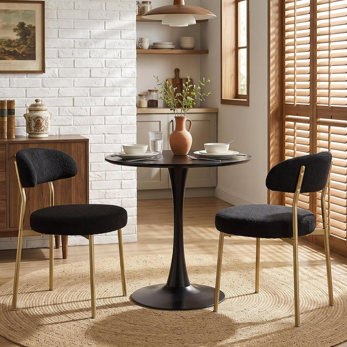 24" Small Round Kitchen Table Set for 2 with Velvet Upholstered Chairs