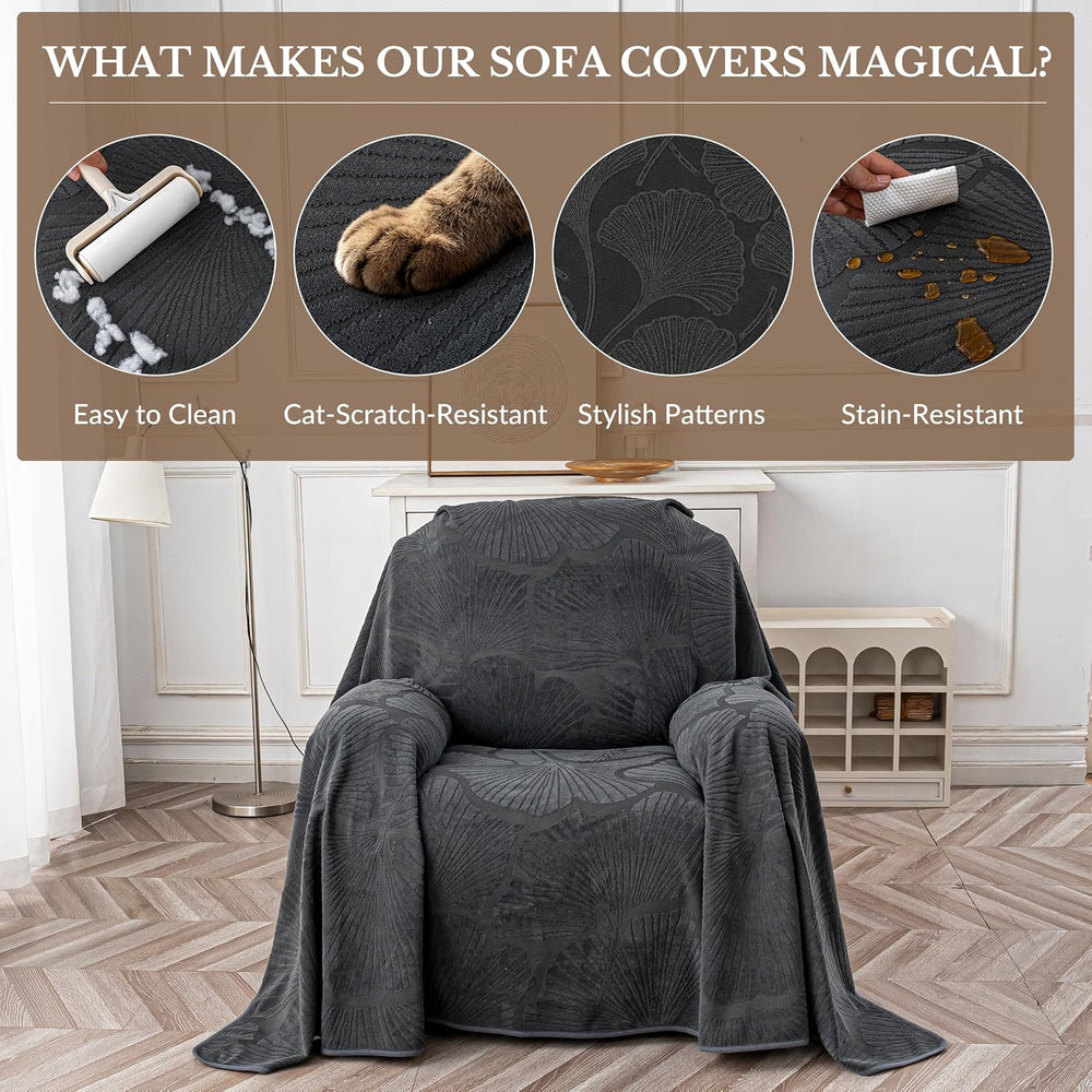 Waterproof Armchair Couch Cover for Pet,71"x91",Charcoal Gray