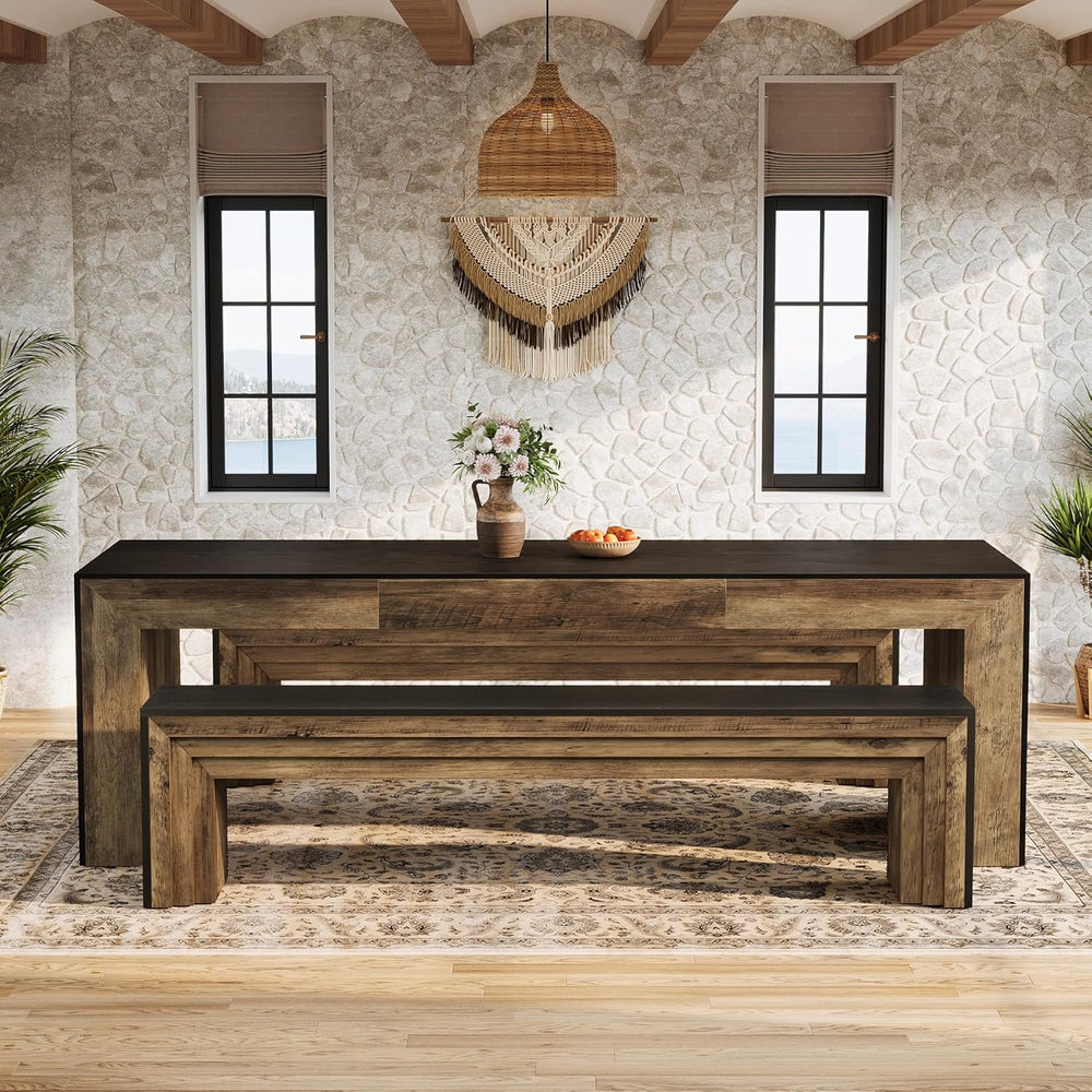 Tribesigns 70.9-Inch Extra Long Dining Bench, Farmhouse Wooden Kitchen Bench ...