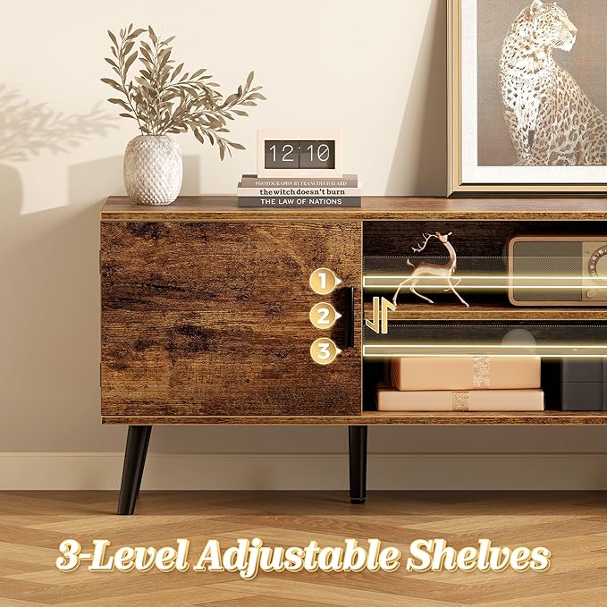 SUPERJARE TV Stand for 55 Inch TV, Entertainment Center with Adjustable Shelf...