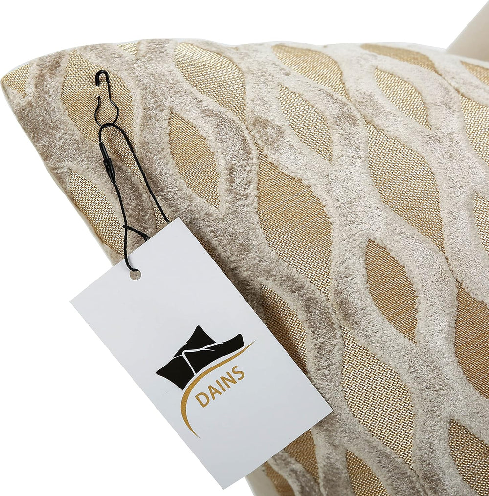 22x22 Beige Pillow Covers, Gold Cushion Throw Velvet Covers ,Velvet Beige Gol...
