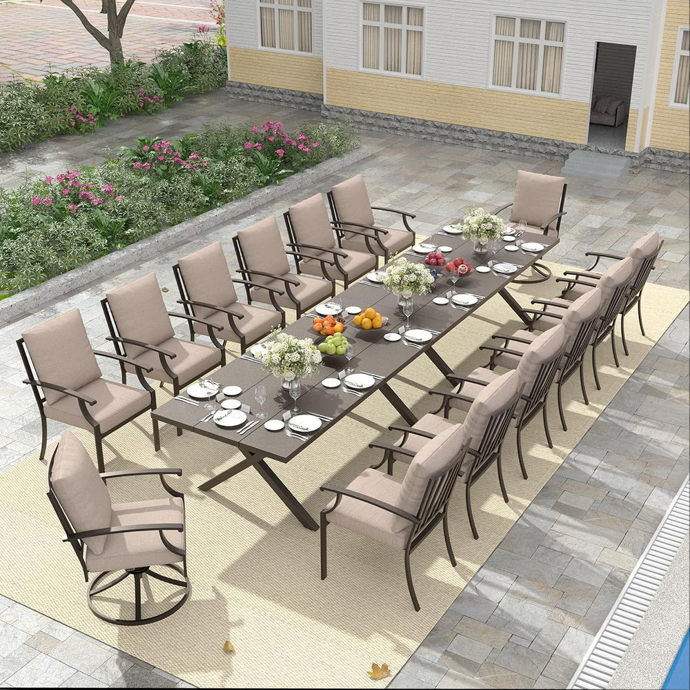16 PCS Outdoor Patio Dining Set,Patio Table and Chairs Metal Outdoor Patio Fu...