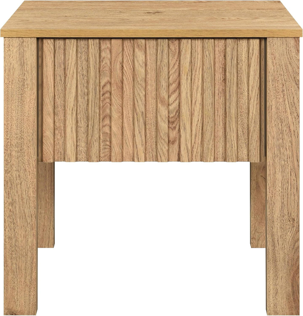 New Classic Furniture Thayer Wood 1-Drawer End Table/Bedside Table in Natural