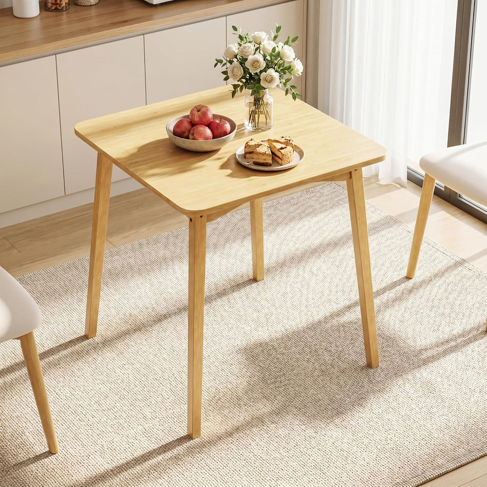 Bamboo Dining Table, Small Kitchen Table for 2, 27.6" Square Dining Tabl...