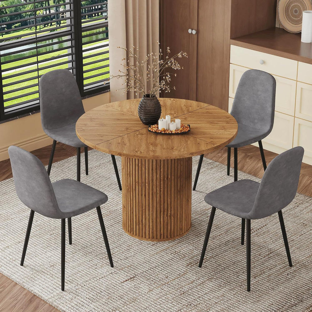 Circle Dining Table Set for 4, Dinette Table Set for 4, 42 Inch Storage Table...