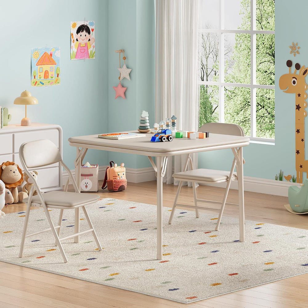 GAOMON 3 Piece Set Folding Table and Chairs Set, Boys and Girls Activity Tabl...