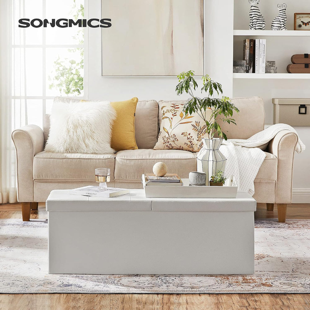 SONGMICS 43.3 Inches Folding Storage Ottoman Bench with Flipping Lid | Storag...