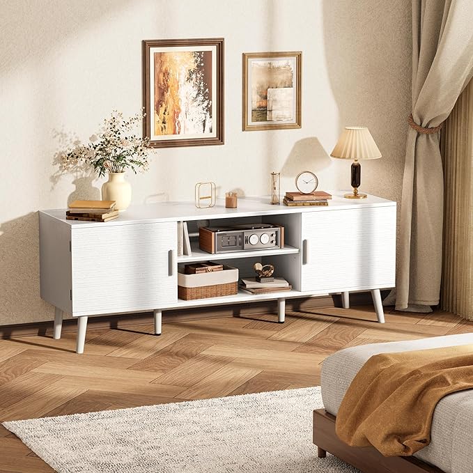 SUPERJARE TV Stand for 55 Inch TV, Entertainment Center with Adjustable Shelf...