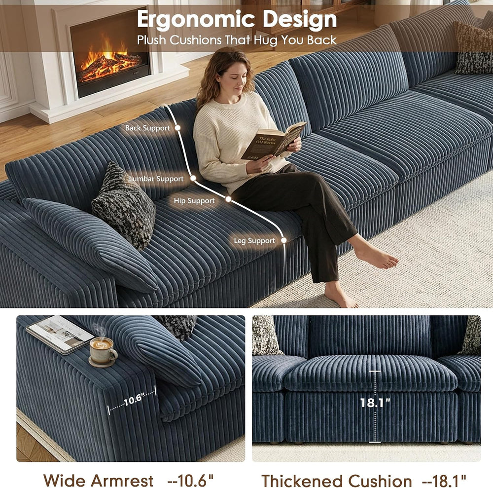 118" Cloud Couch Oversized Modular Sectional Sofa, L-Shaped 5 Seater Dee...