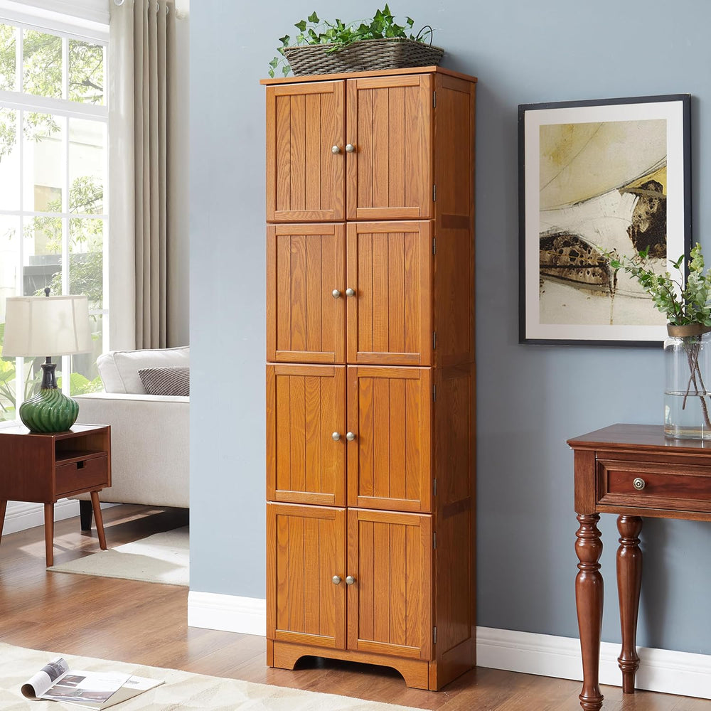 72" Tall Farmhouse Storage Cabinet, 4 Tier Kitchen Pantry Cabinet with 4...