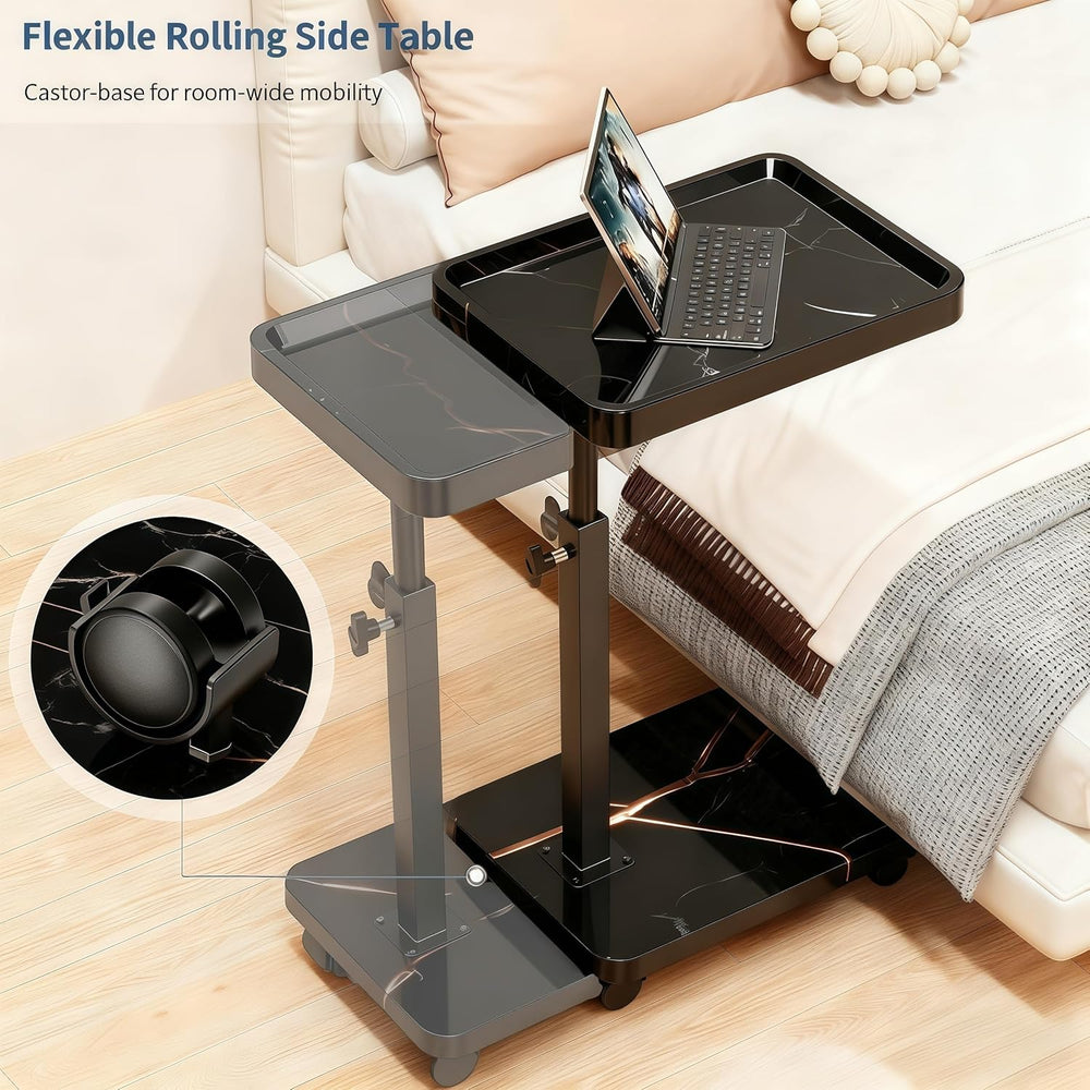 C Table End Table Adjustable Height, 360°Swivel TV Tray Table for Small Space...
