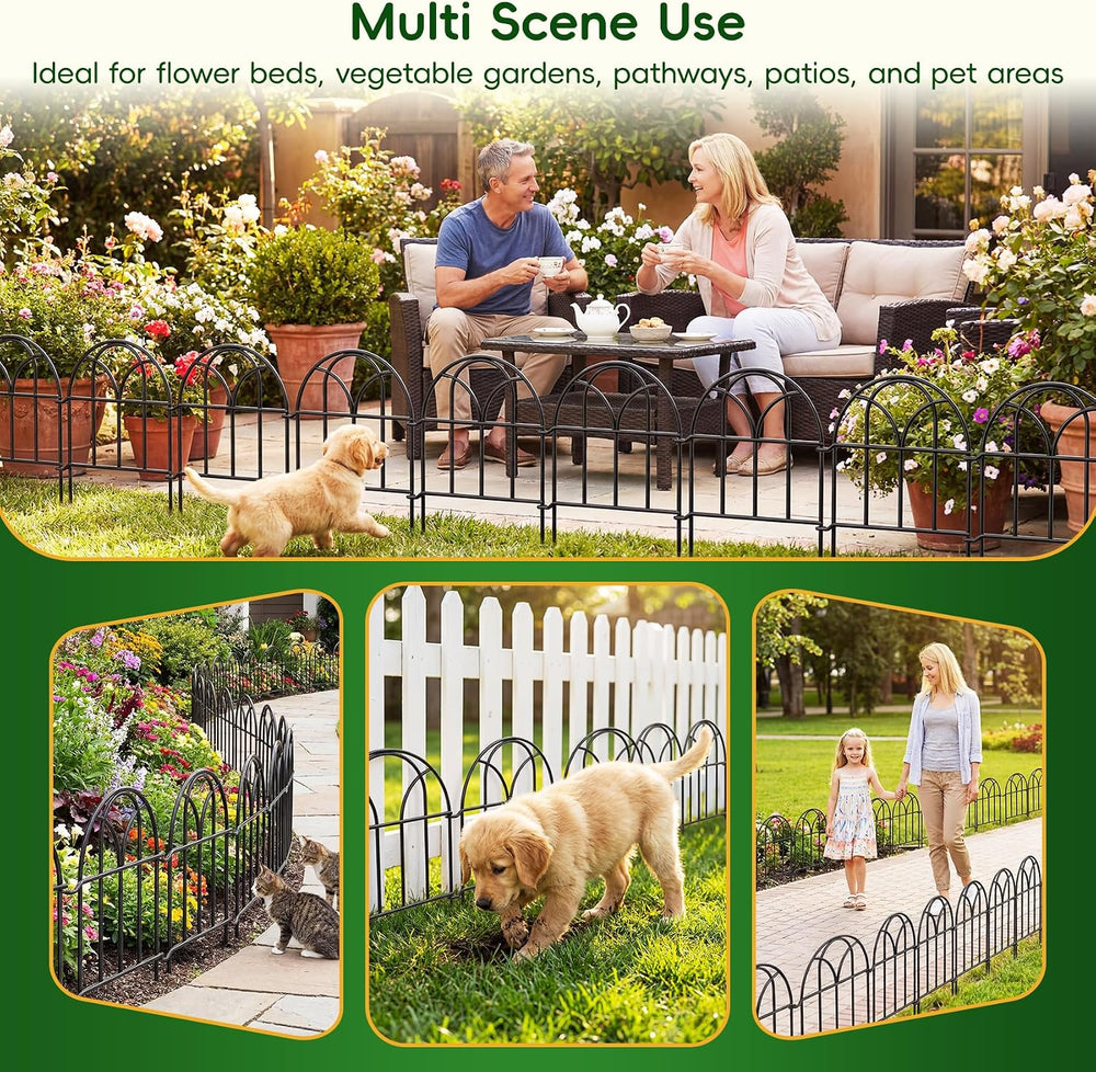 Garden Fence Panels - 30.33ft x 17in (H) Garden Fence Animal Barrier Metal Fe...