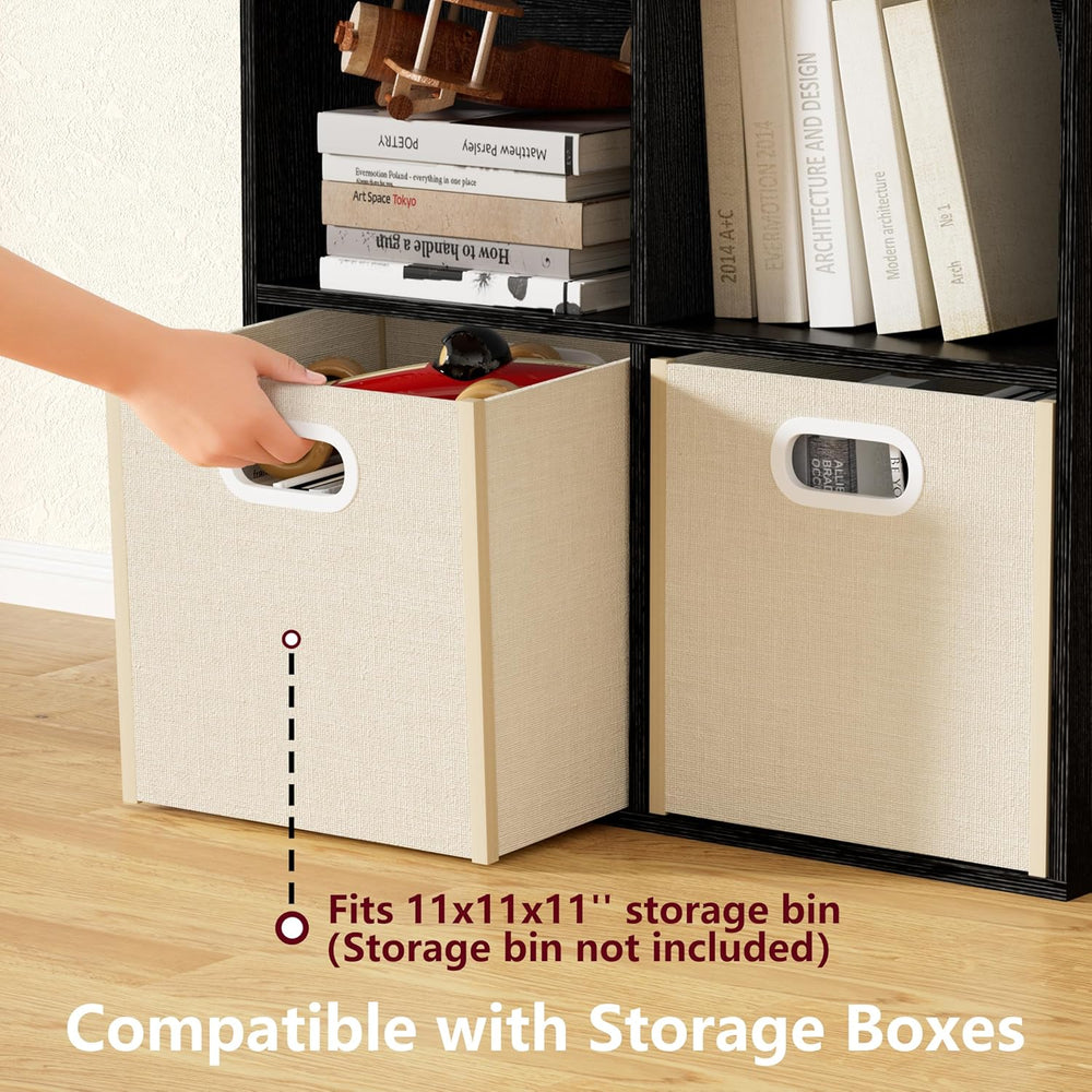 8 Cube Storage Organizer, 11 in Black Cube Shelf, Wood Cubby Storage Organize...