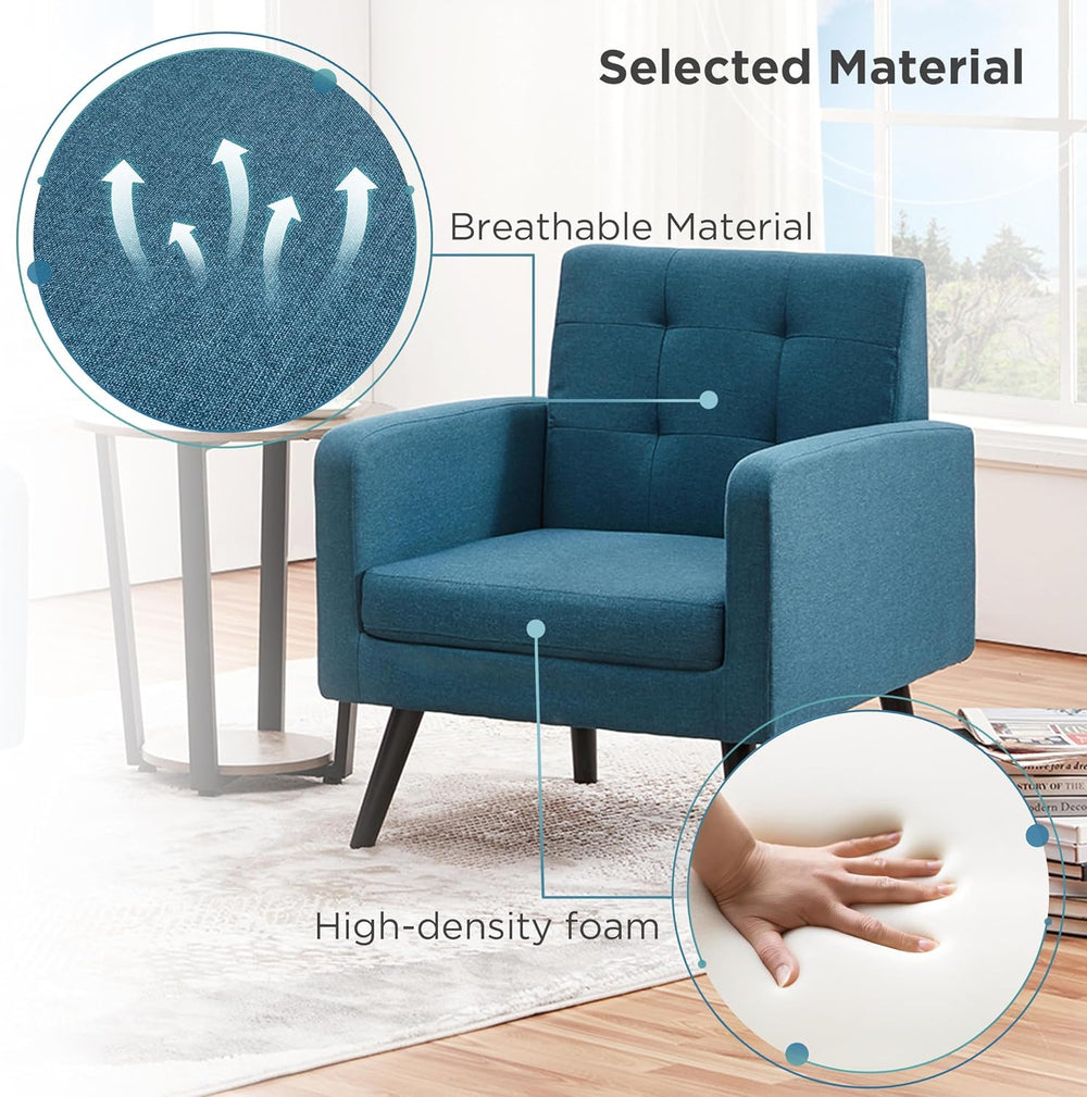 Yaheetech Mid Century Accent Chair Living Room Chair Navy Blue