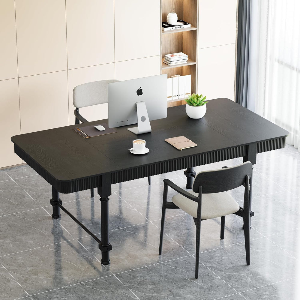 78 Inch Fluted Kitchen Dining Table for 6 8 10, Large Rectangular Kitchen Tab...
