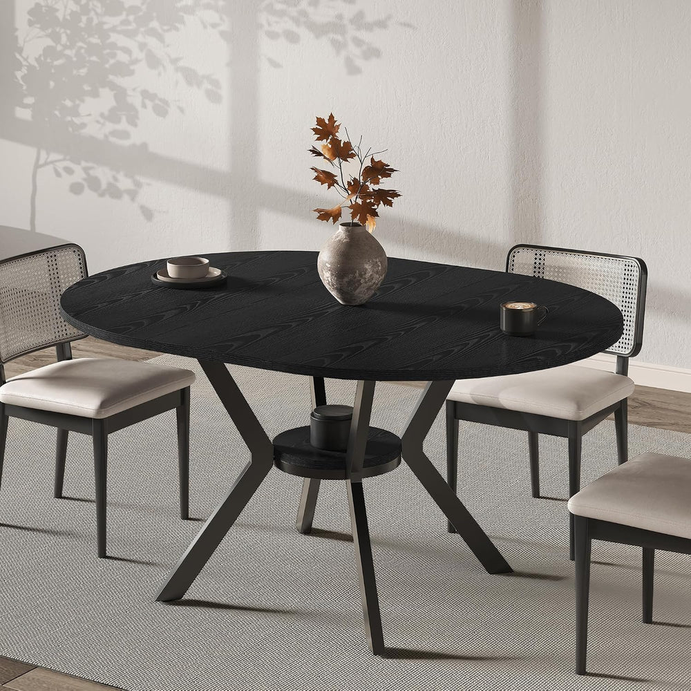 42"-58" Extendable Round Dining Table with Built-in Flip Leaf, Mode...