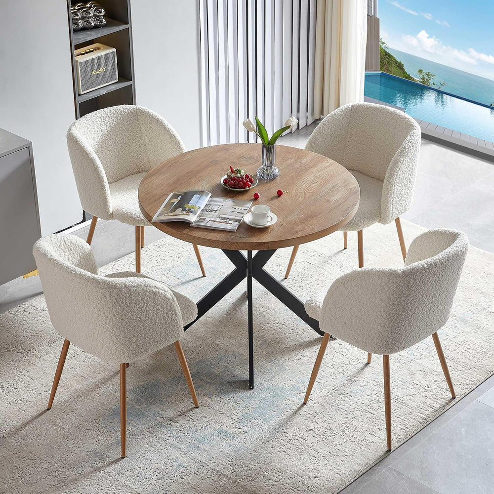 Homedot 5 Pieces Dining Table Set for 4, Modern Mid Century Round Kitchen Din...