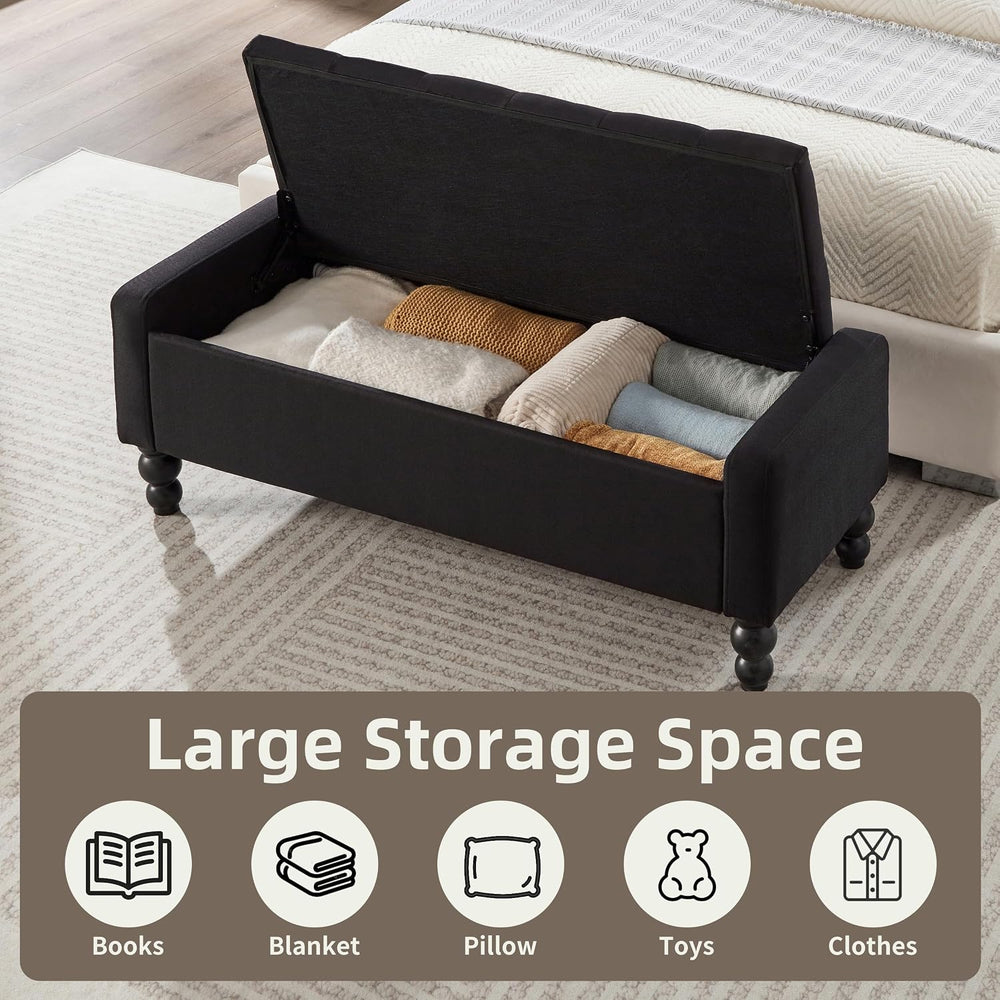 50" W Storage Ottoman Bench with Safety Hinge, Load up to 660 lb Ottoman...