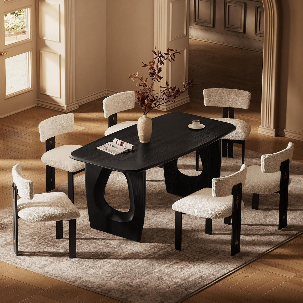 Morden Fort Modern Dining Table Set for 6, 68'' Rectangle Dining Tabl...