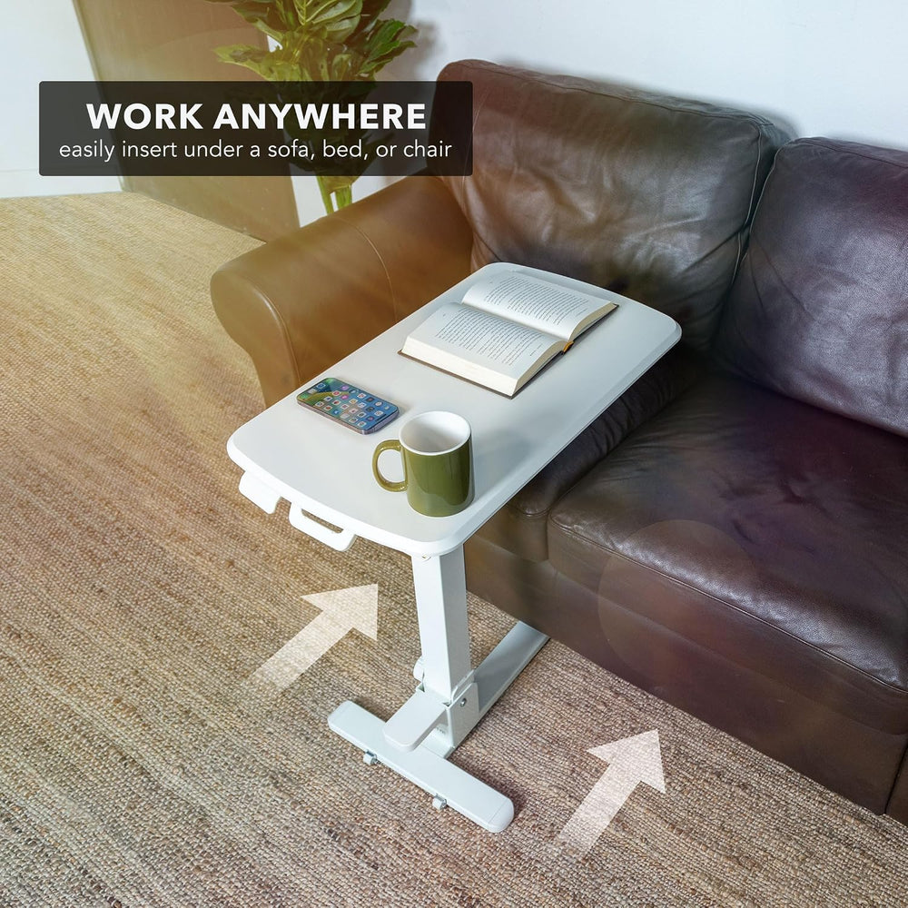 Mount-It! Overbed Table with Wheels, Folding Adjustable Height White