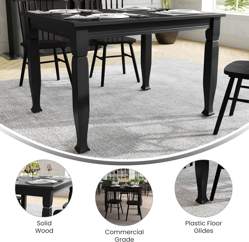 EMMA + OLIVER Milford 47" Solid Wood Dining Table, 3 Inch Offset Paneled...