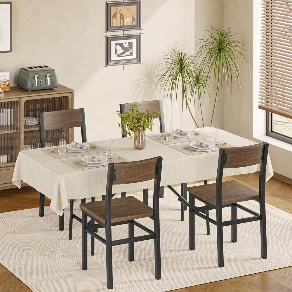 MECHYIN Nut-Brown Dining Chairs Set of 4, Farmhouse Kitchen Room Chairs