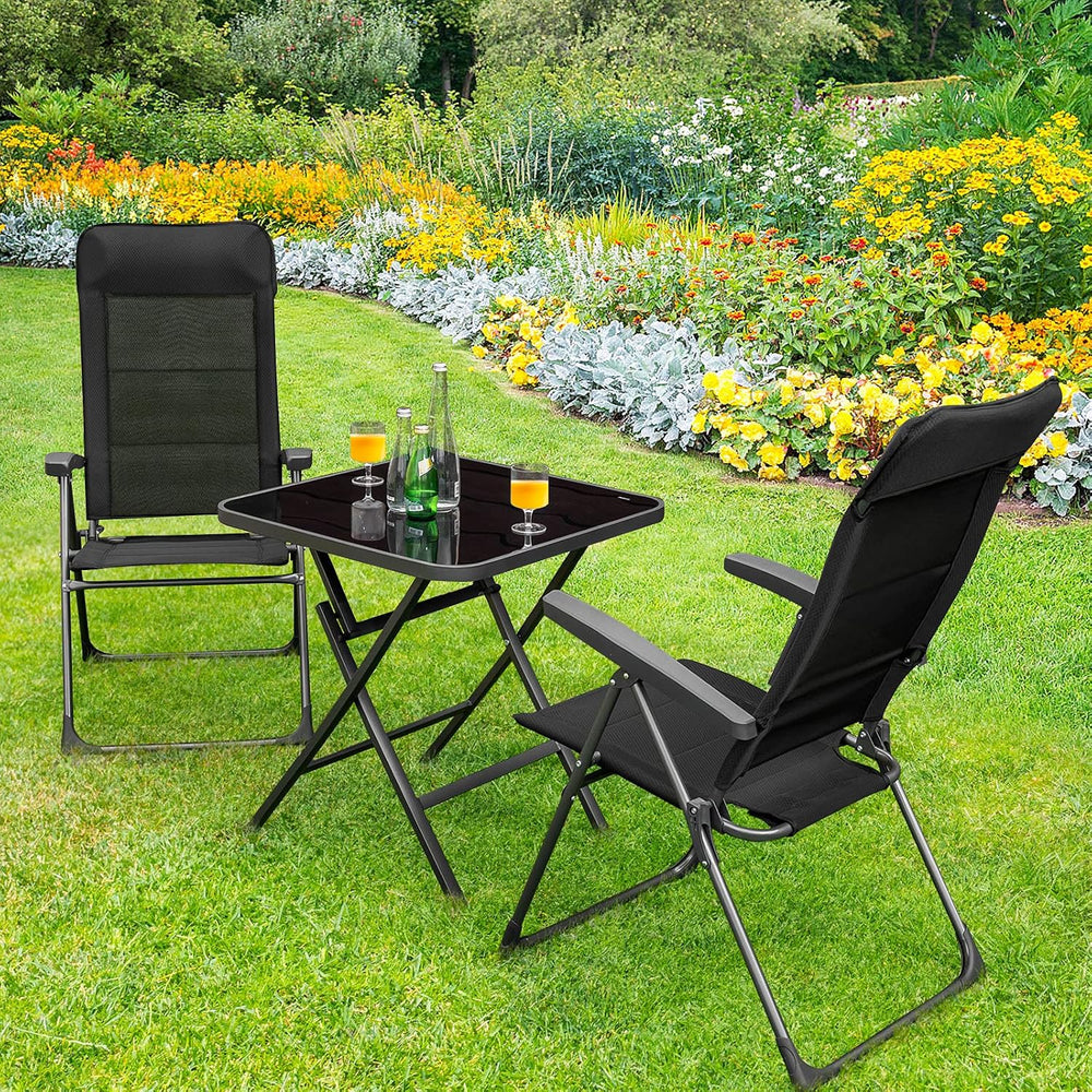 GIANTEX Set of 2 Patio Dining Chairs, Folding Patio Chairs, Outdoor Lawn Chai...
