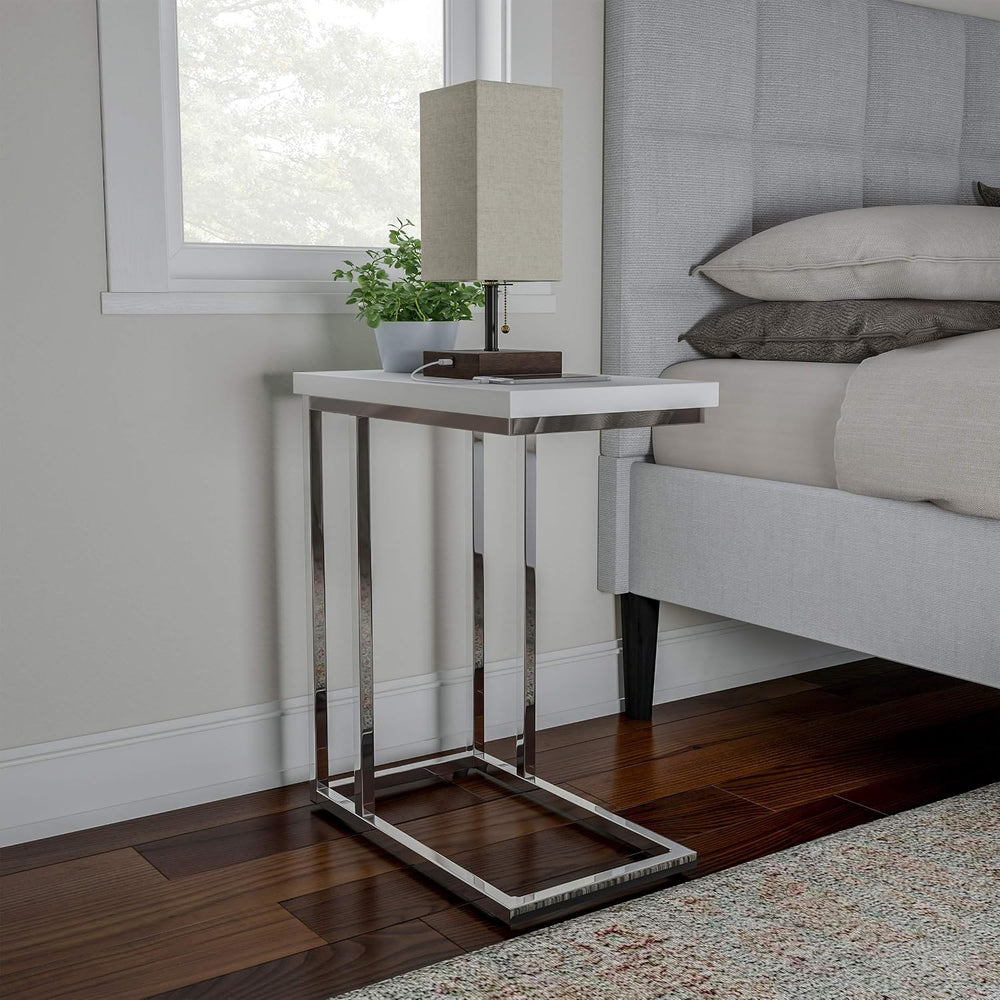Lavish Home C-Shaped Sofa Side Table - Modern End Table, Laptop Tray, or Comp...