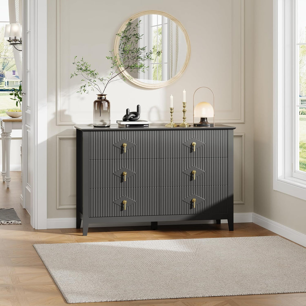 GarveeHome Fluted Dresser for Bedroom, Chest Organizer Unit with 6-Drawer