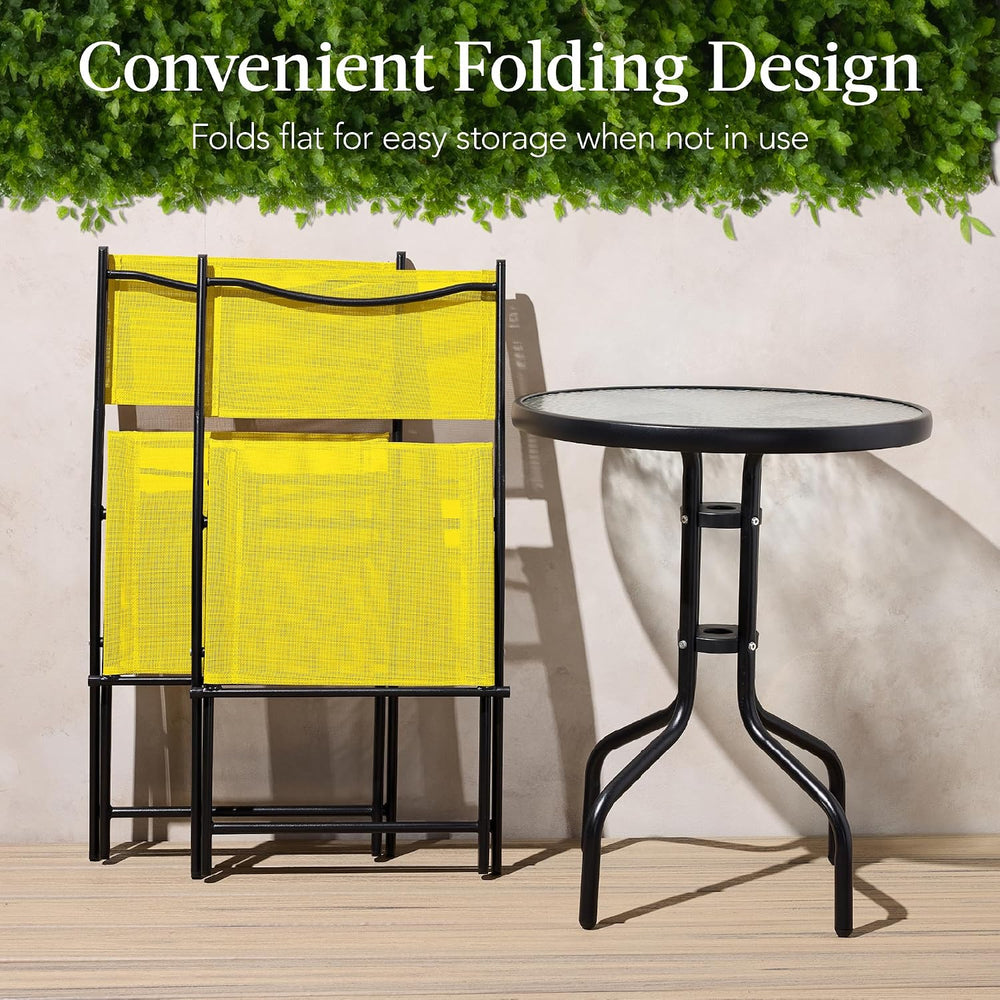 Best Choice Products 3-Piece Patio Bistro Dining Furniture Set w/Textured Gla...