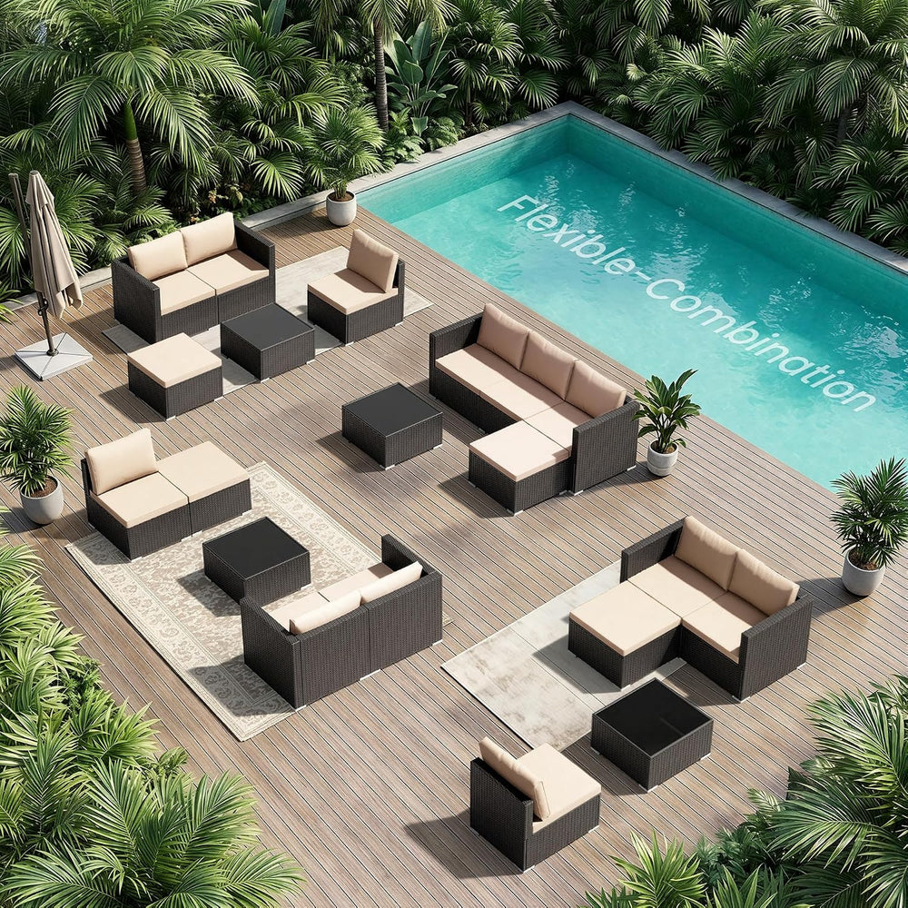 Patio Furniture Set - All-Weather -5 Piece Outdoor Patio Conversation Couch S...