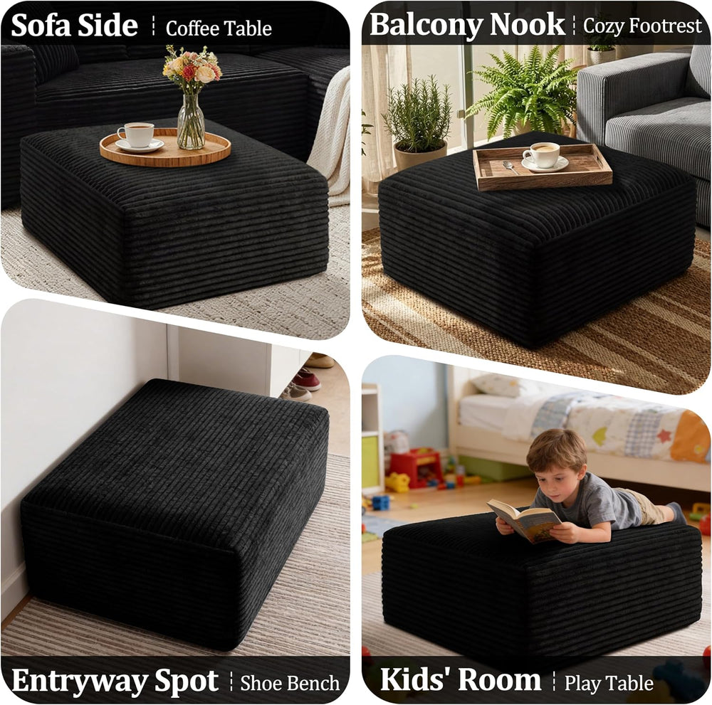 Ottoman, Modern Corduroy Cloud Foot Rest Foam Support, Oversized Modular Sect...