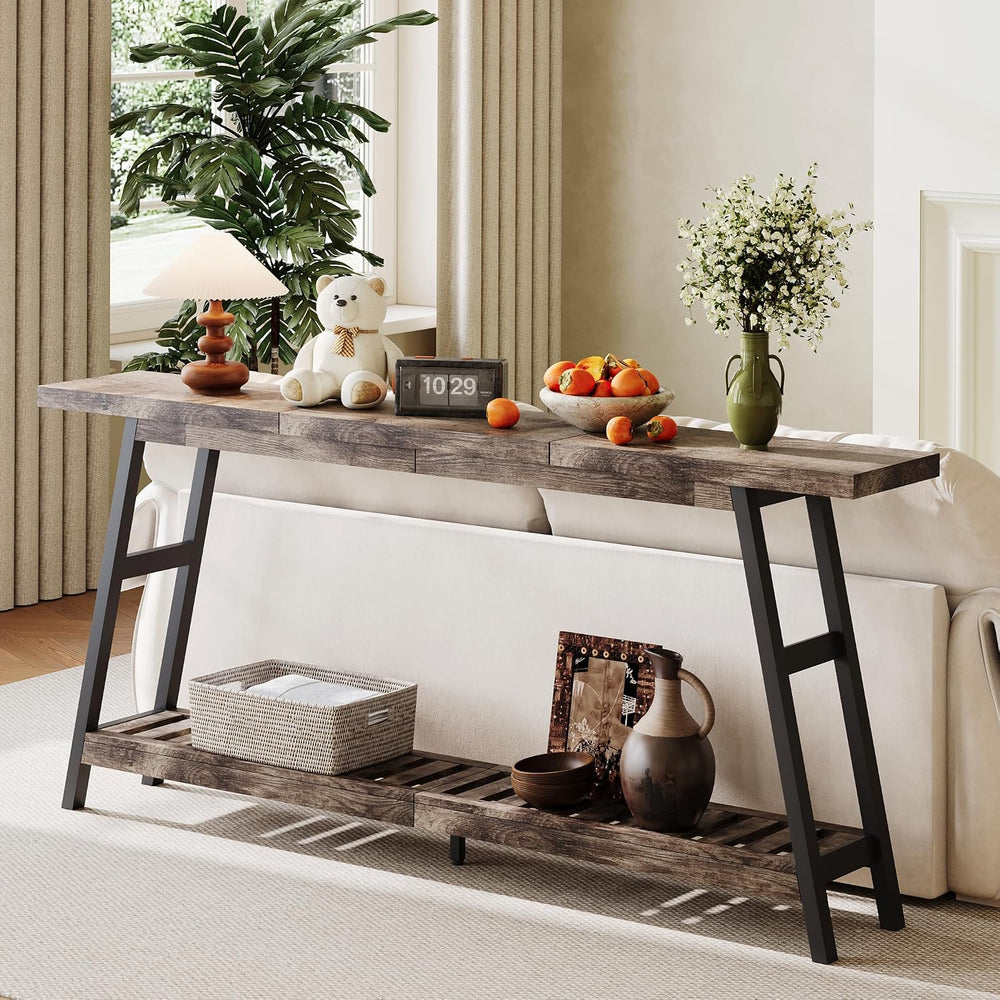 ChooChoo 70.9 Inch Long Console Tables for Entryway, Hallway Table, 2-Tier | ...