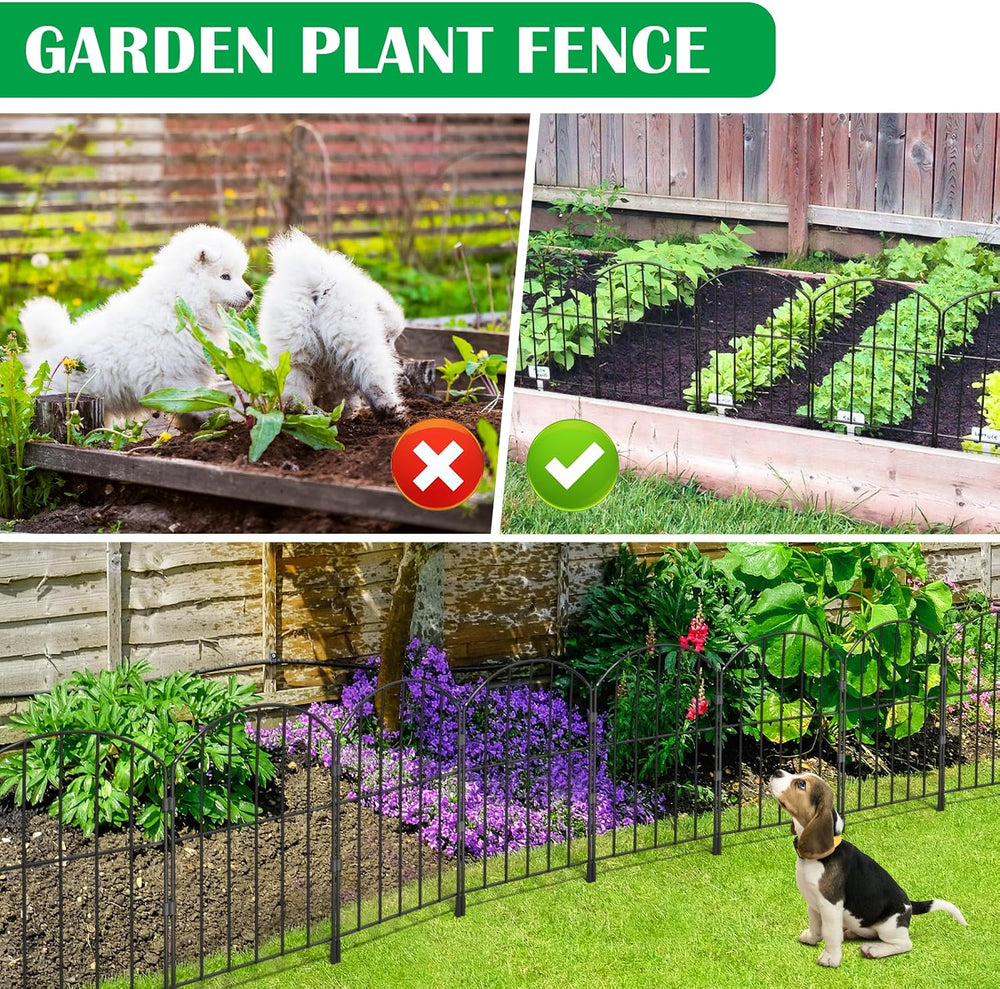 VANCASTLE Decorative Garden Fence 25 Panels, Total 26ft (L) x 24in (H) Rustpr...