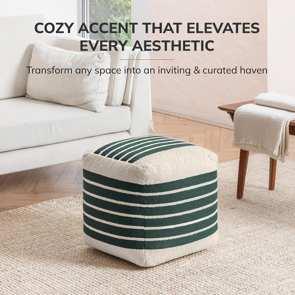 Anji Mountain Artisan Crafted Cotton Blend Pouf Ottoman | Versatile Floor Sea...