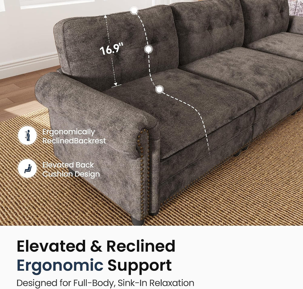 PHI VILLA 73.2" Modular Loveseat Cloud Couch with Rolled Arms & Deep...
