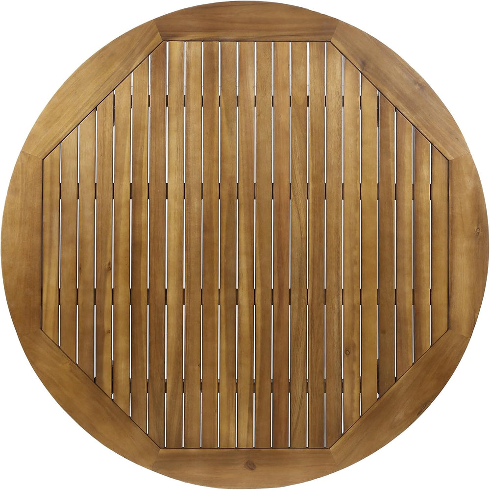 Christopher Knight Home Nick Outdoor Acacia Wood Round Dining Table, Teak Finish