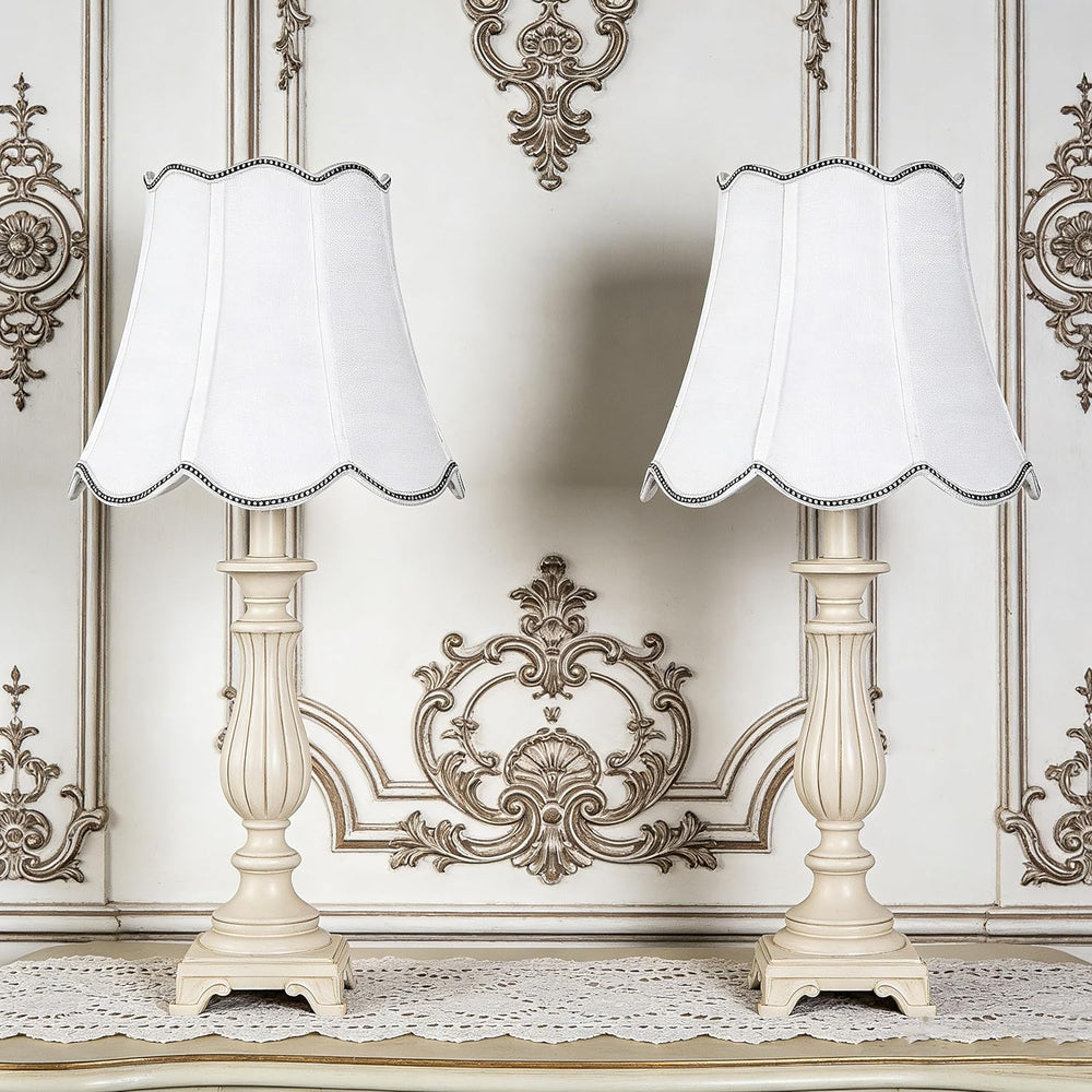 PAPAYA Lamp Shades Set of 2 8"x13"x11" Scalloped Lamp Shade Be...