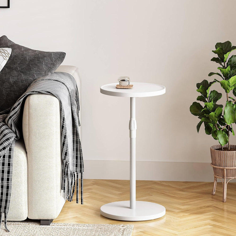 Adjustable Round Side Table, Small End Table, Pedestal Drink Table for Small ...