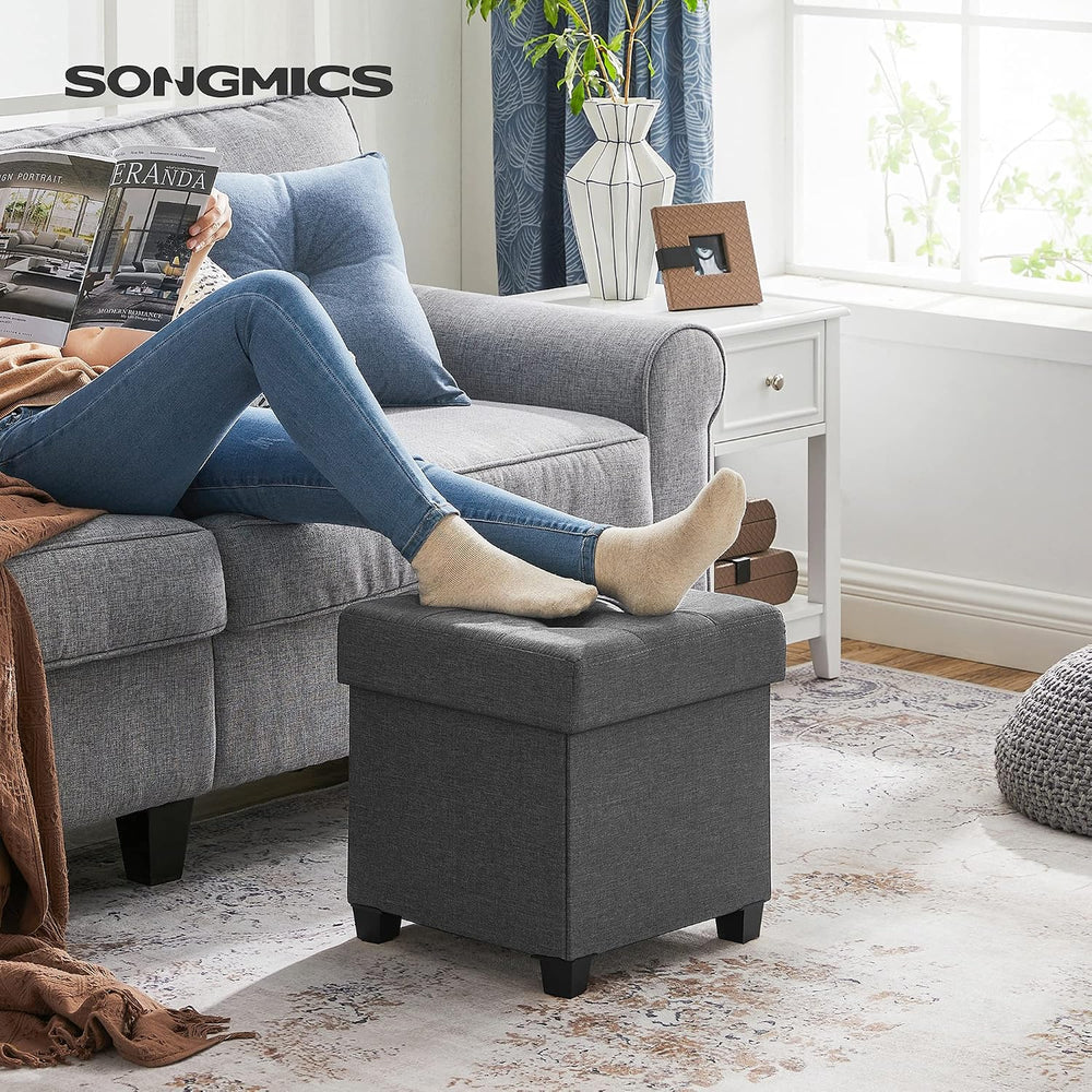 SONGMICS Storage Ottoman, Small Foot Rest, 15 x 15 x 15.7 Inches | Foot Stool...