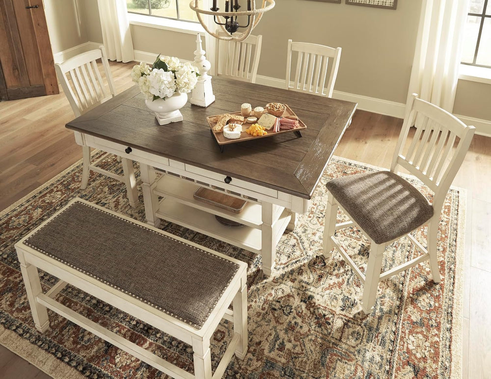 Signature Design by Ashley Bolanburg Double Upholstered Bench, Counter Height...