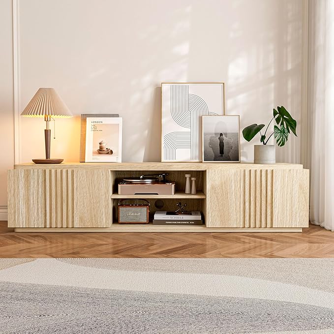 BELLEZE 70" Fluted Media Entertainment Center Console for TVs up to 75&q...