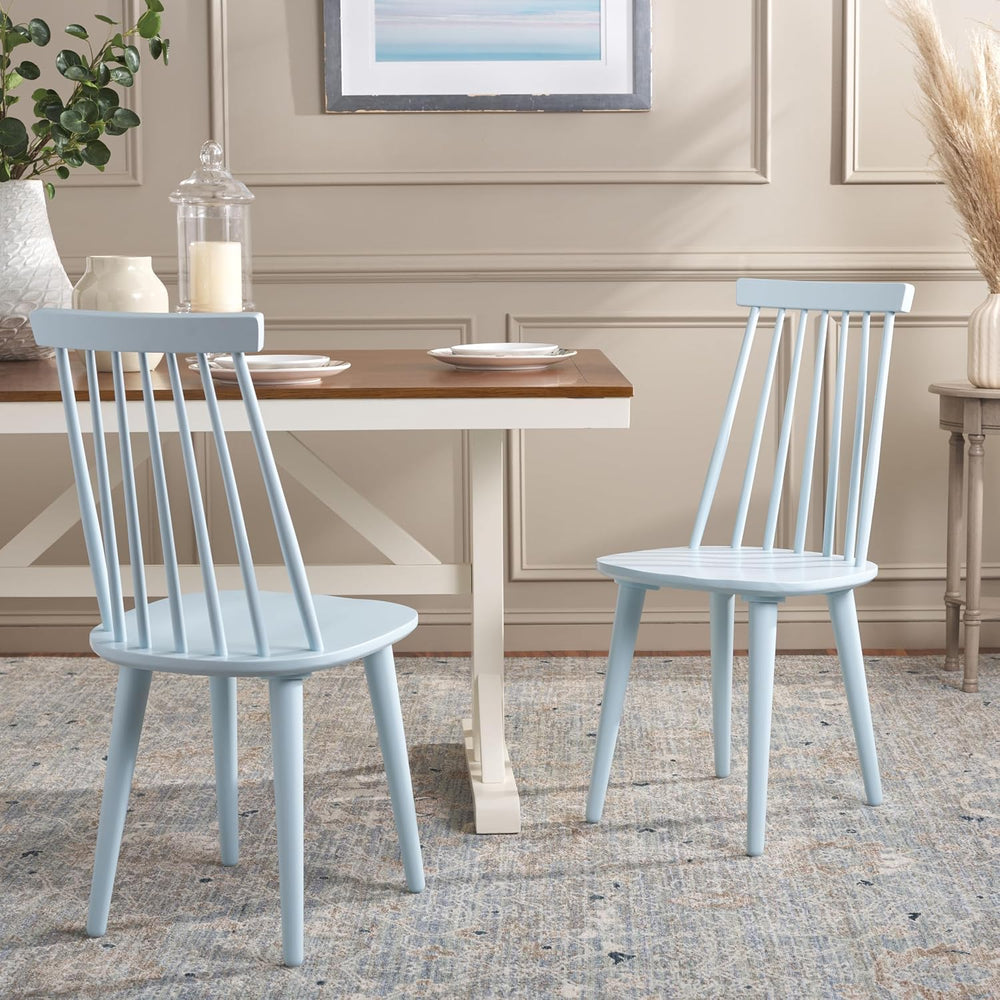 SAFAVIEH Furniture - Burris Side Chair Set of 2 - Pale Blue - Solid Wood - Mo...