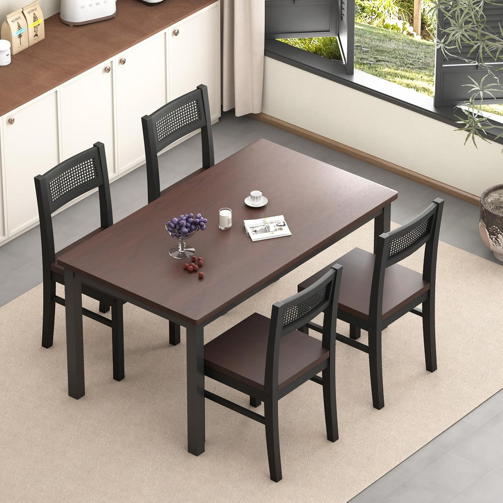 Dining Table Set for 4, Solid Wood Kitchen Table Chairs Set of 4, 43.3” Space...