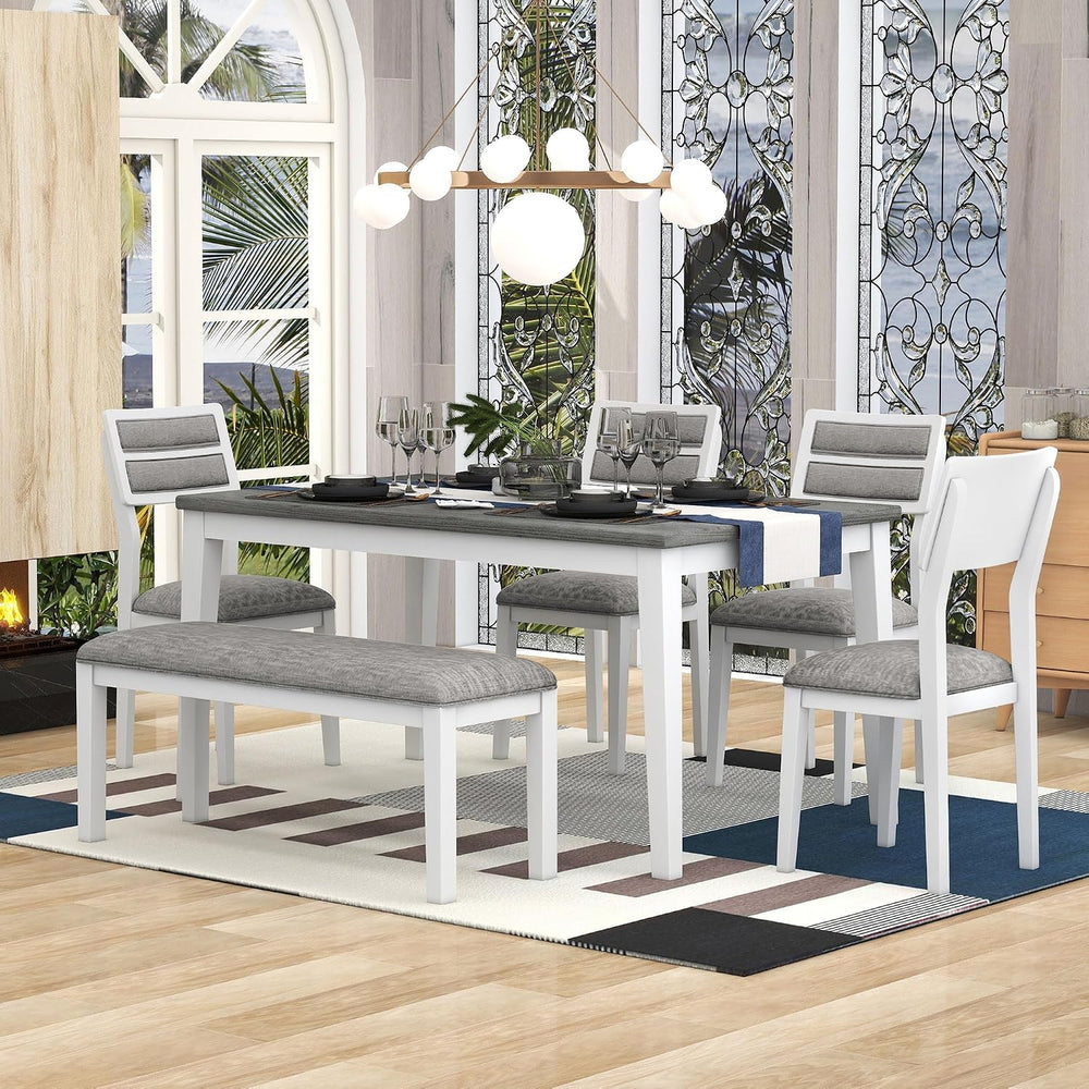 Harper & Bright Designs Kitchen Dining Table Set for 6, Classic and Tradi...